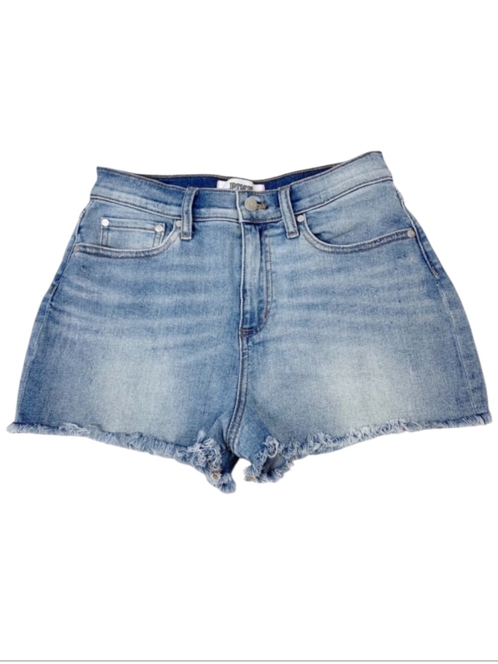 Victoria’s Secret Pink High Rise Denim Shorts Raw Hem 6 Light Wash Distressed